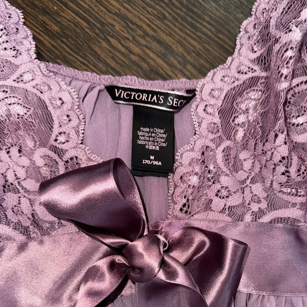 Victoria’s Secret Lavender Lace Babydoll Nightie Set– Size M